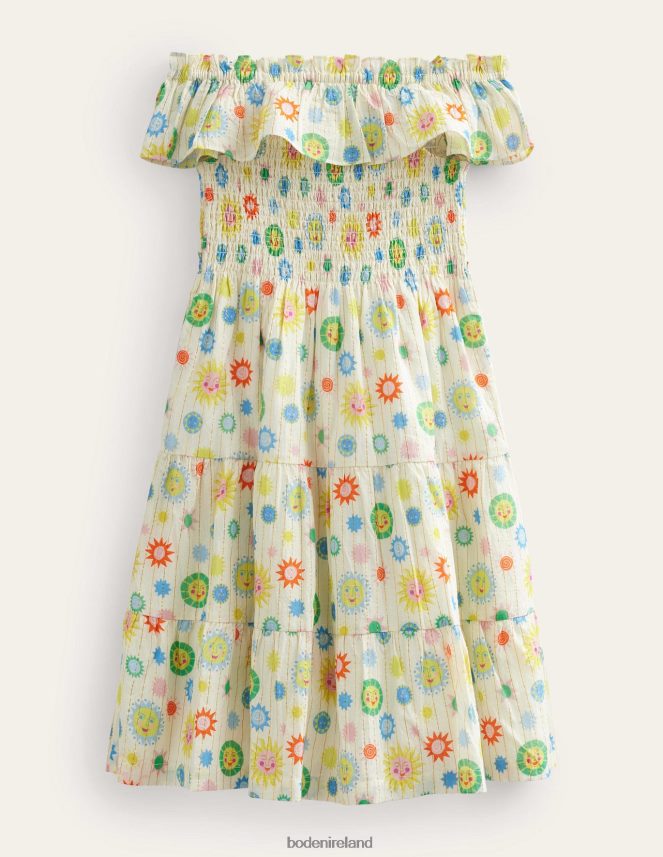 Ivory Pretty Suns Clothing Shirred Woven Midi Dress Boden Girls L466L62894