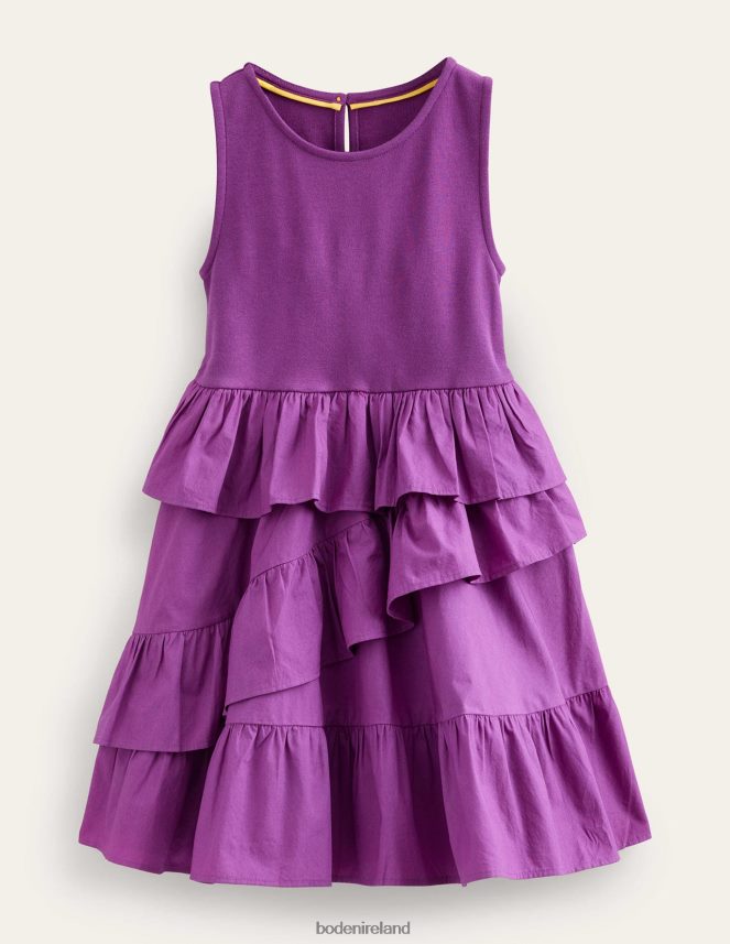 Jewel Purple Clothing Ruffled Cotton Dress Boden Girls L466L6743