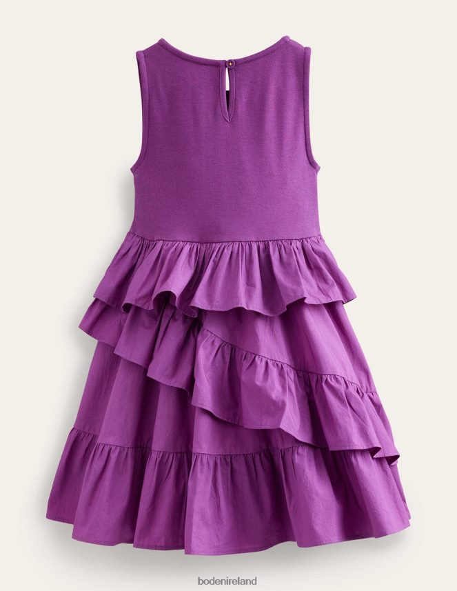 Jewel Purple Clothing Ruffled Cotton Dress Boden Girls L466L6743