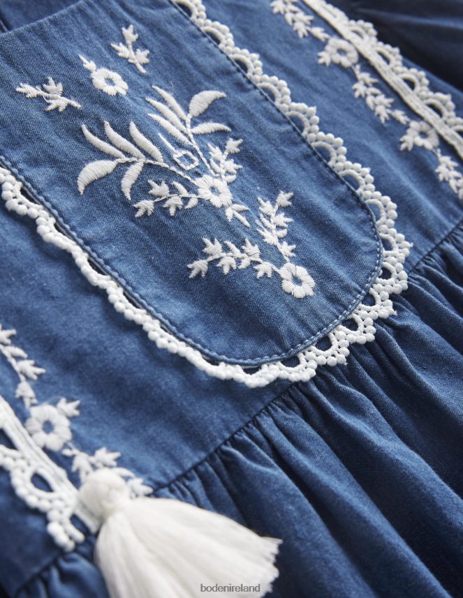 Mid Denim Clothing Embroidered Woven Dress Boden Girls L466L62991