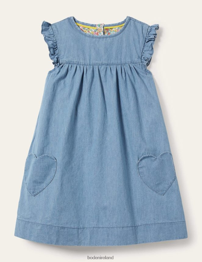 Mid Vintage Denim Clothing Denim Love Heart Frill Sleeve Dress Boden Girls L466L62924