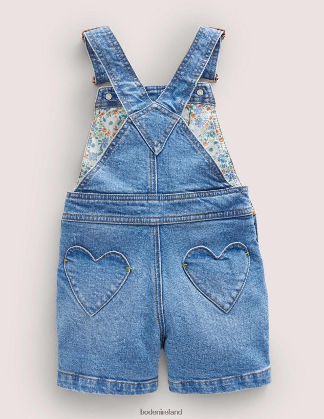 Mid Vintage Denim Clothing Heart Pocket Short Dungarees Boden Girls L466L6752