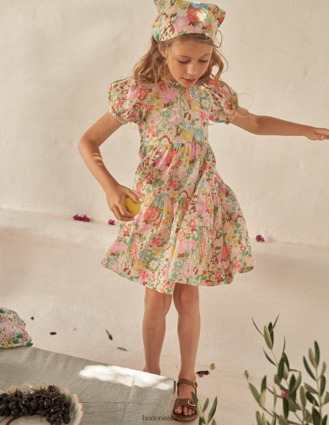 Multi Painterly Floral Clothing Tiered Printed Cotton Dress Boden Girls L466L62854