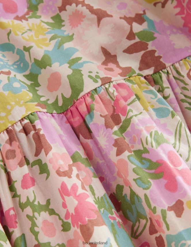 Multi Painterly Floral Clothing Tiered Printed Cotton Dress Boden Girls L466L62854