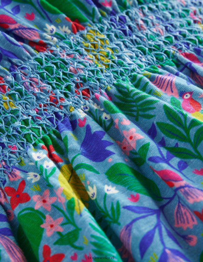 Multi Parrot Vine Clothing Printed Holiday Dress Boden Girls L466L6742