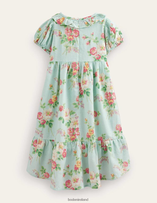 Multi Vintage Floral Clothing Dip Hem Ruffle Dress Boden Girls L466L62848