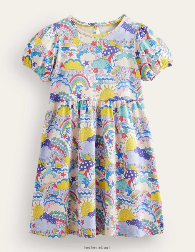 Multi Weather Clothing Puff Sleeve Jersey Dress Boden Girls L466L62876