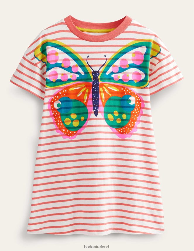 Peach Punch Pink Butterfly Clothing Printed Logo Jersey Dress Boden Girls L466L62881