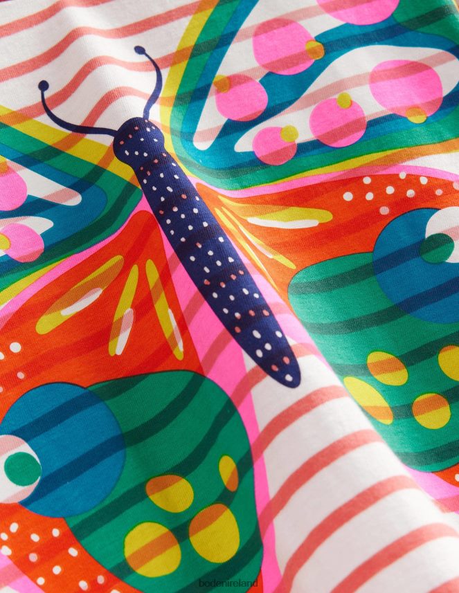 Peach Punch Pink Butterfly Clothing Printed Logo Jersey Dress Boden Girls L466L62881