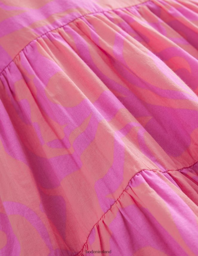 Peach Punch Summer Stencil Clothing Tiered Printed Cotton Dress Boden Girls L466L62788