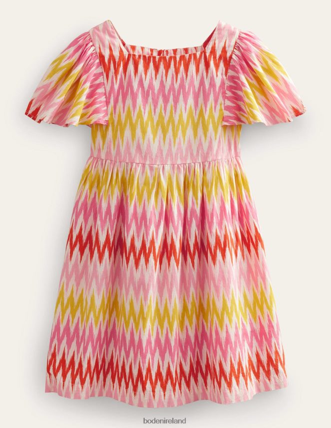 Peach Sorbet Stripe Clothing Flutter-Sleeve Printed Dress Boden Girls L466L62807