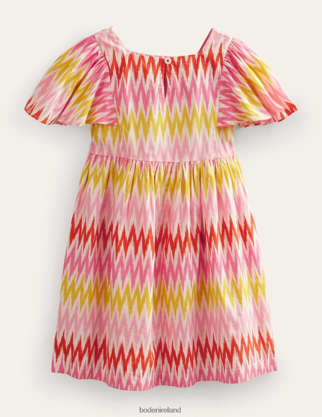 Peach Sorbet Stripe Clothing Flutter-Sleeve Printed Dress Boden Girls L466L62807