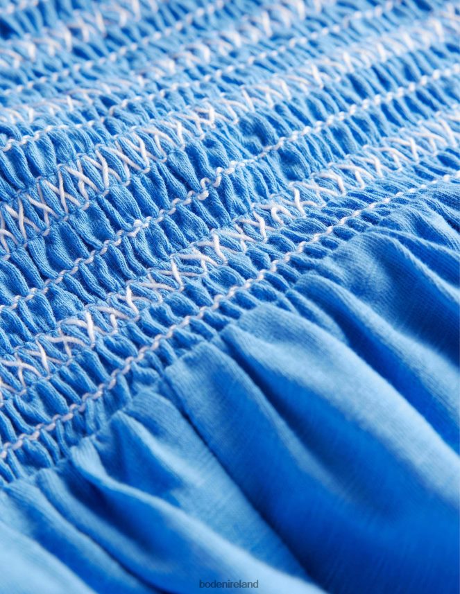 Penzance Blue Clothing Shirred Holiday Dress Boden Girls L466L62882