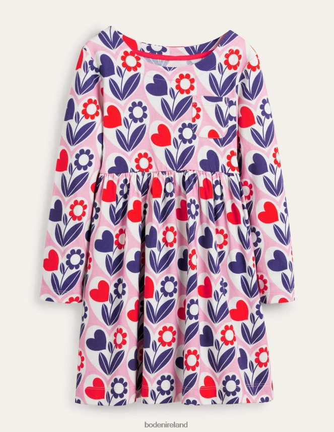 Pink Lemonade Flower Hearts Clothing Long Sleeve Fun Jersey Dress Boden Girls L466L63264