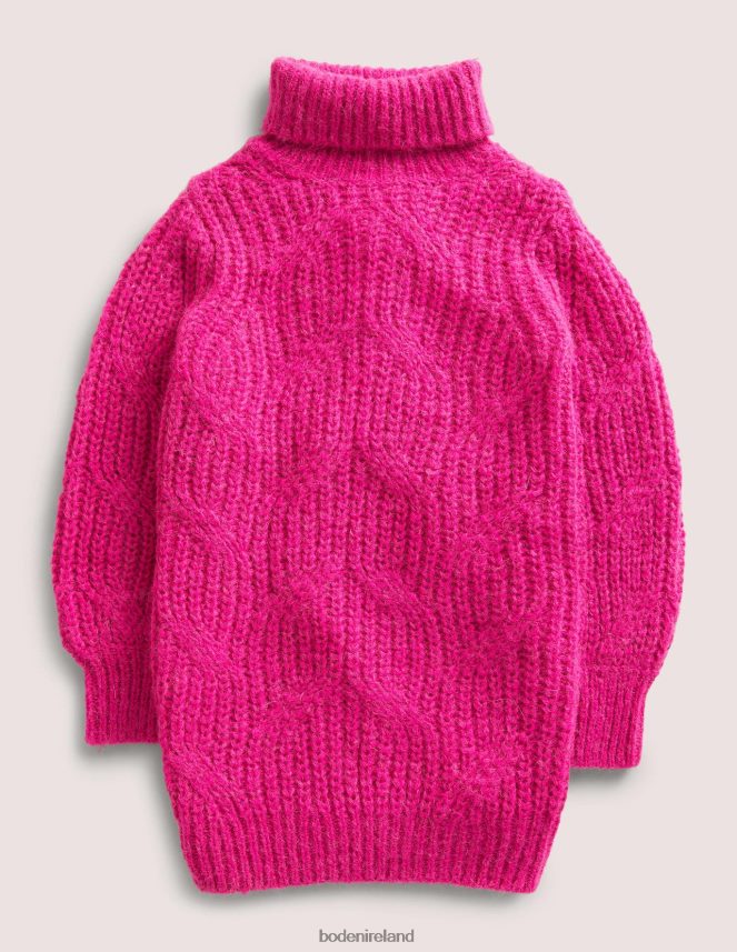 Shocking Pink Clothing Chunky Cable Roll Neck Dress Boden Girls L466L62746