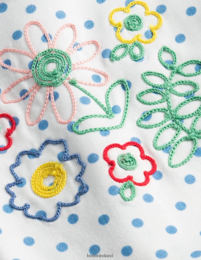 Vanilla Pod/Wren Spot Floral Clothing Chain Stitch Jersey Dress Boden Girls L466L63108