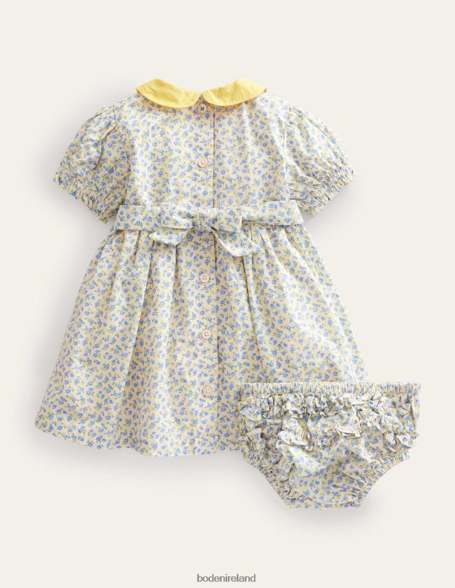 Vista Blue Floral Clothing Smocked Nostalgic Dress Boden Girls L466L63302