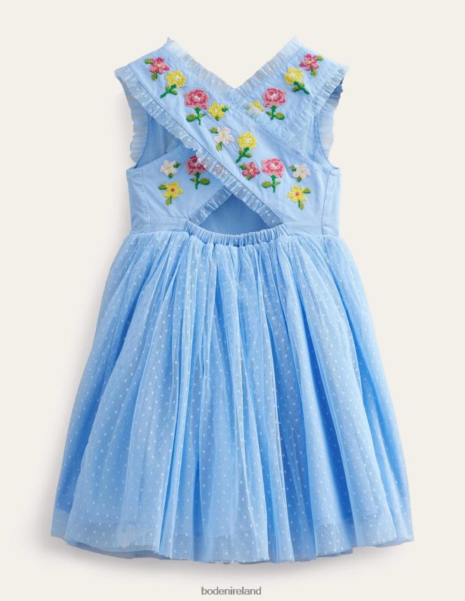 Whisper Blue Clothing Embroidered Cross-Back Dress Boden Girls L466L62781