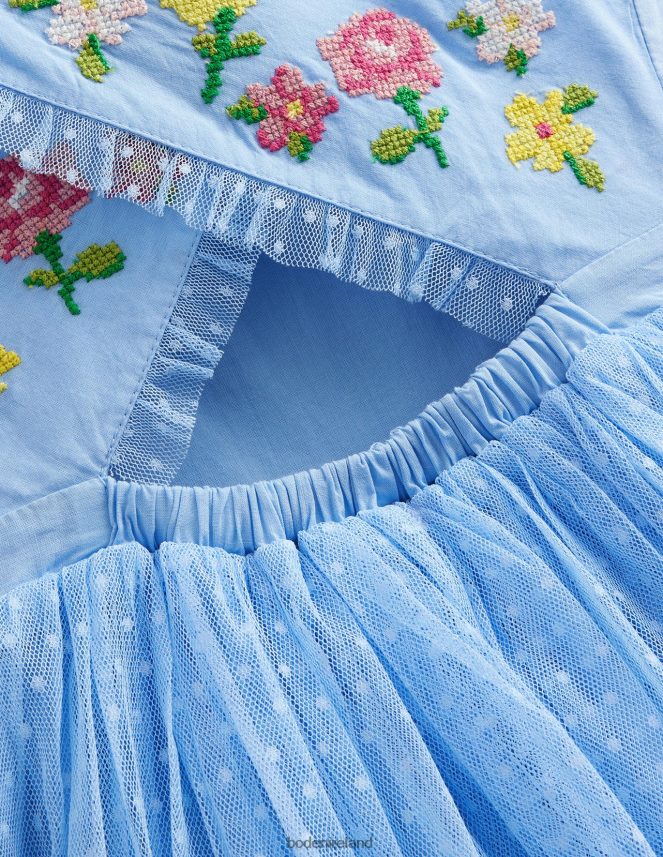 Whisper Blue Clothing Embroidered Cross-Back Dress Boden Girls L466L62781