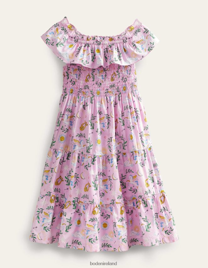 Winsome Orchid Greek Toile Clothing Shirred Woven Midi Dress Boden Girls L466L62801