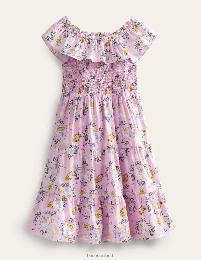 Winsome Orchid Greek Toile Clothing Shirred Woven Midi Dress Boden Girls L466L62801