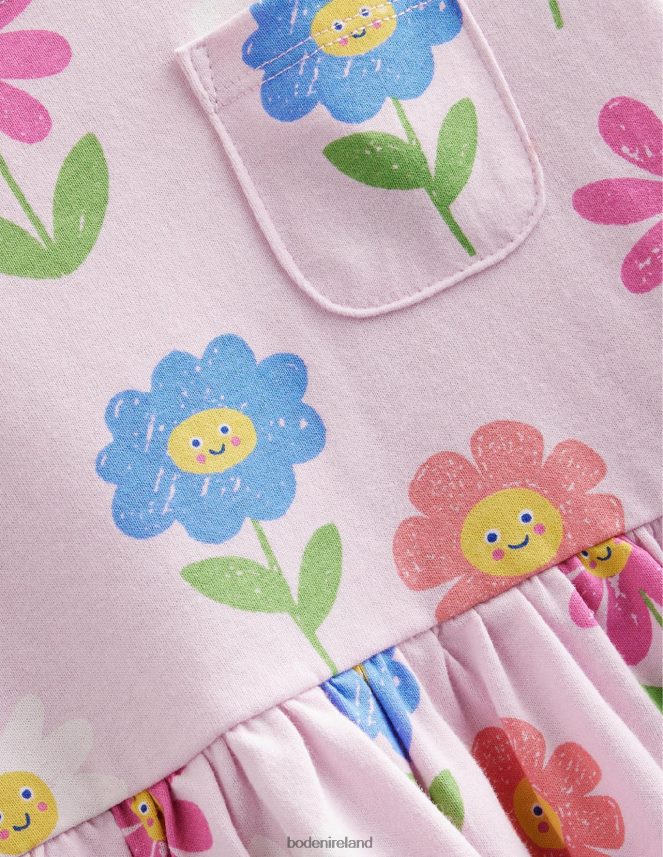 Winsome Pink Flowers Clothing Long Sleeve Fun Jersey Dress Boden Girls L466L63095