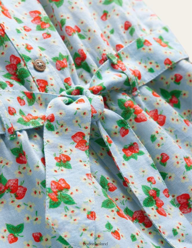 Surf Strawberry Ditsy Clothing Linen-Cotton Ruffle Playsuit Boden Girls L466L63234