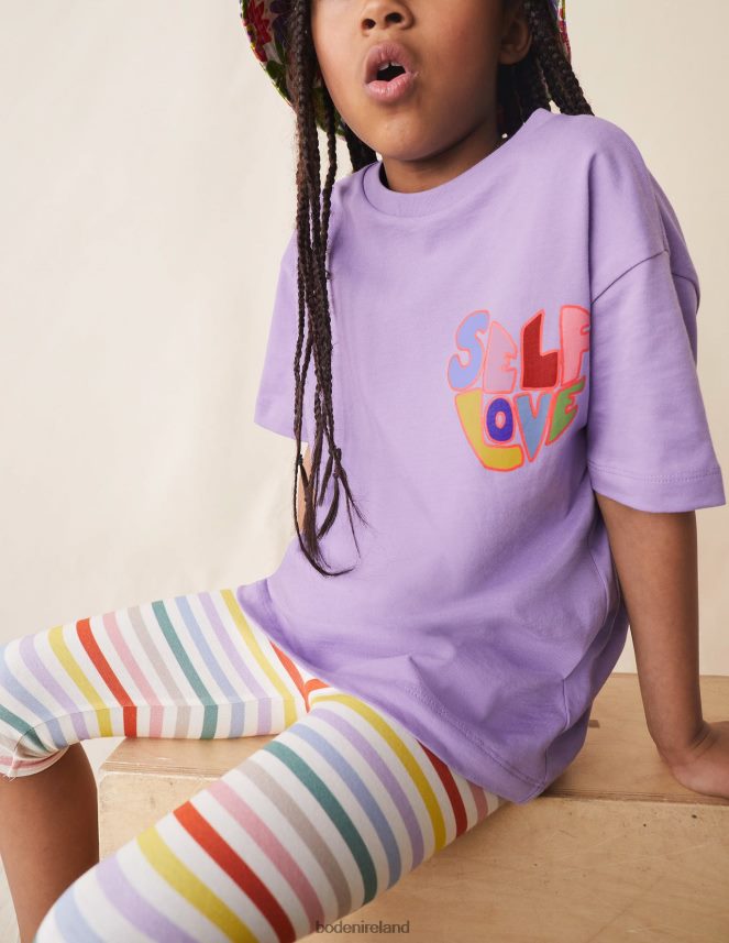 Buttercup Yellow/Purple Clothing Fun Cropped Leggings Boden Girls L466L63193