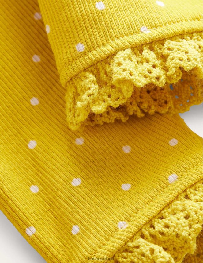 Sweetcorn Yellow Pin Spot Clothing Ribbed Lace Leggings Boden Girls L466L63247