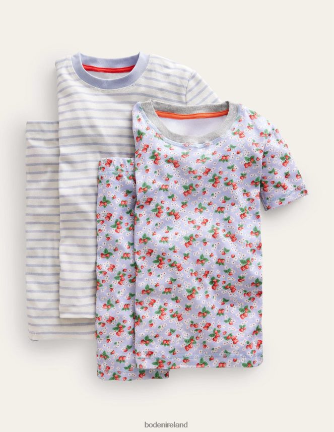 Surf Blue Floral Clothing Twin Pack Snug Short Pyjamas Boden Girls L466L6804