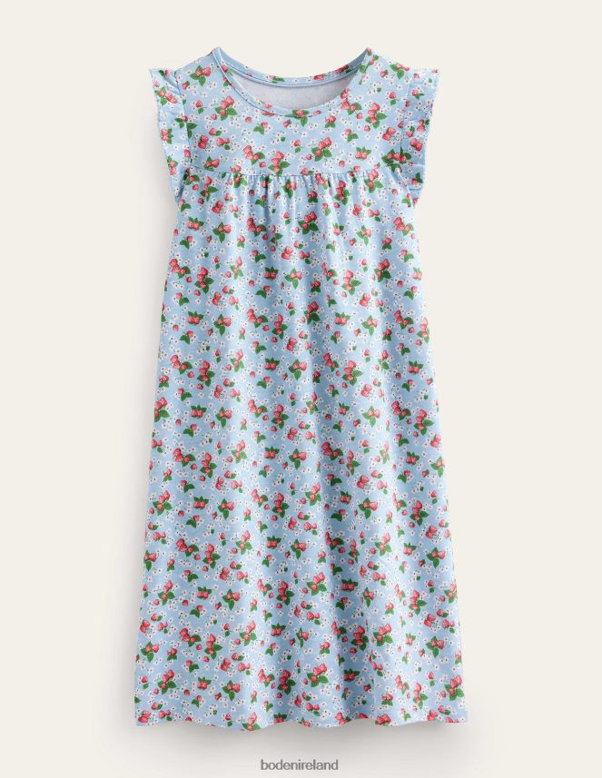 Surf Blue Strawberries Clothing Printed Short-Sleeved Nightie Boden Girls L466L62843