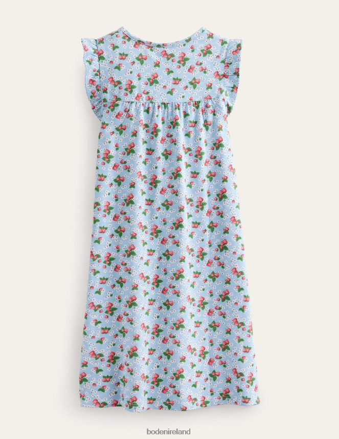 Surf Blue Strawberries Clothing Printed Short-Sleeved Nightie Boden Girls L466L62843