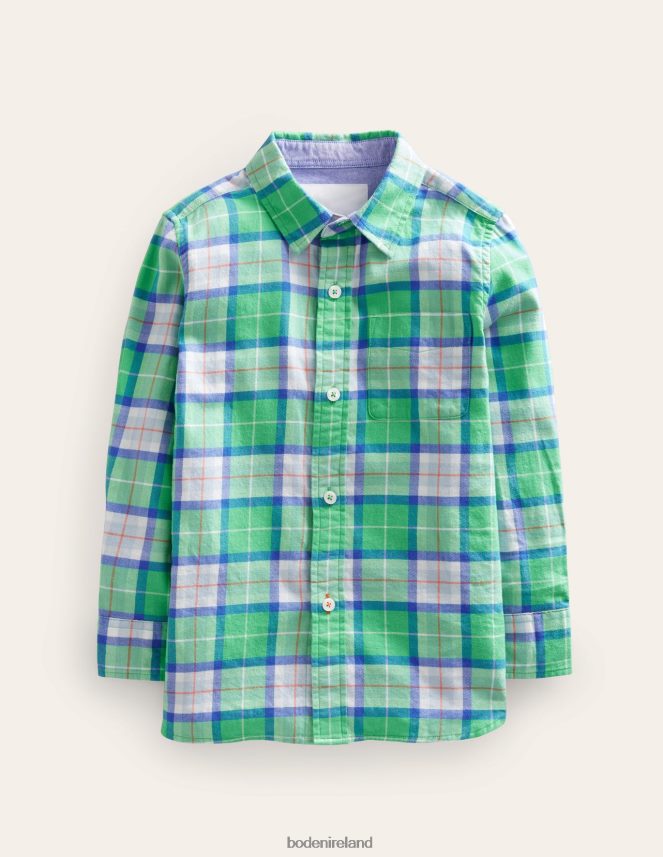Soft Green Check Clothing Casual Twill Shirt Boden Girls L466L63129