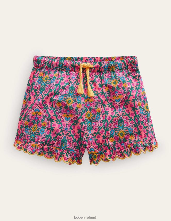 Azalea Woodblock Vine Clothing Scalloped-Hem Shorts Boden Girls L466L6782