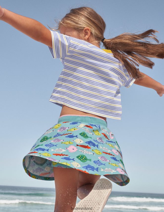 Aqua Sea Blue Fish Clothing Jersey Skort Boden Girls L466L63249