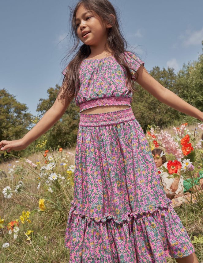 Azalea Woodblock Vine Clothing Printed Jersey Maxi Skirt Boden Girls L466L6783