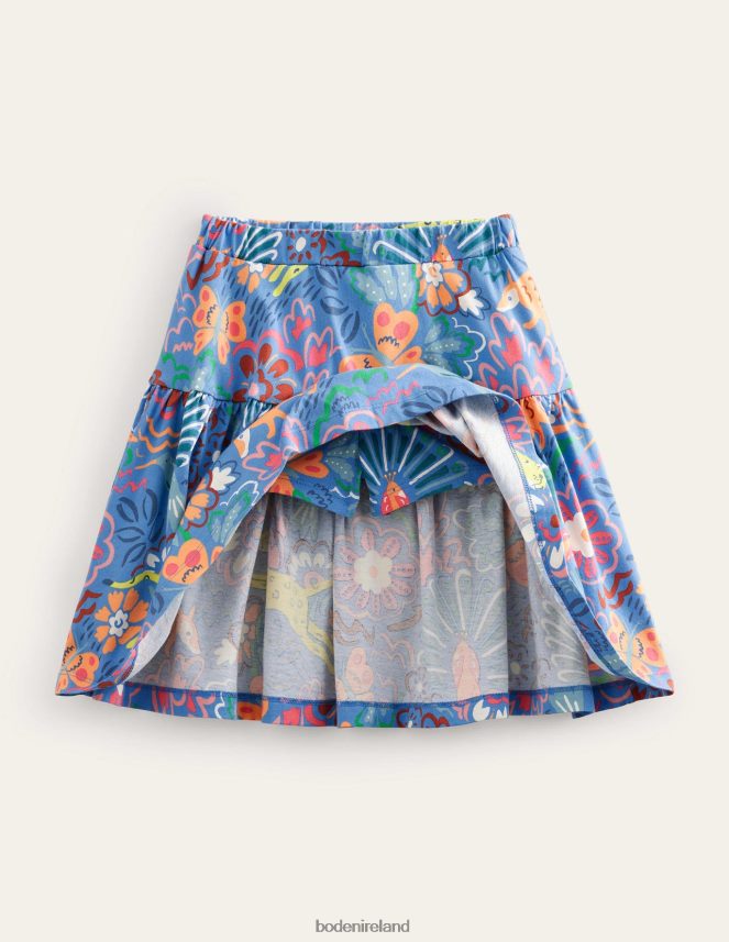 Blue Leopard Safari Clothing Tiered Jersey Skort Boden Girls L466L62768