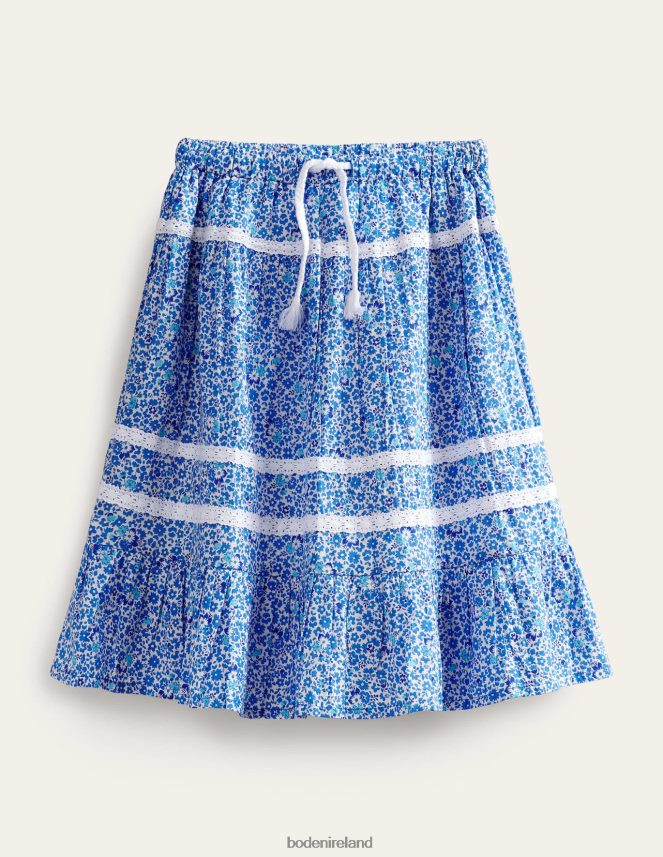 Blue and Aqua Ditsy Floral Clothing Interest Lace Maxi Skirt Boden Girls L466L62632