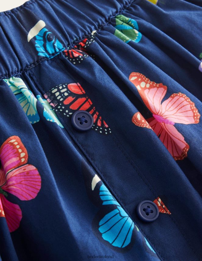 College Navy Butterflies Clothing Button Through Twirly Skirt Boden Girls L466L6790
