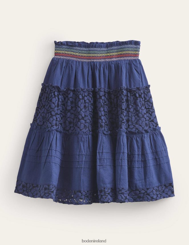 College Navy Clothing Smocked Tiered Midi Skirt Boden Girls L466L62677