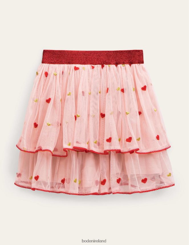 Pink Heart Embroidery Clothing Embroidered Tulle Skirt Boden Girls L466L63130