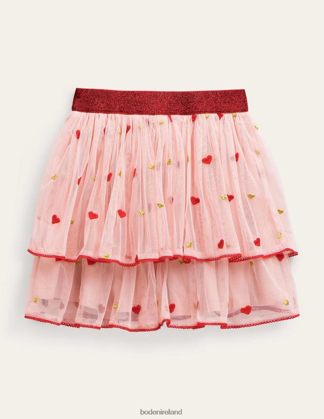 Pink Heart Embroidery Clothing Embroidered Tulle Skirt Boden Girls L466L63130