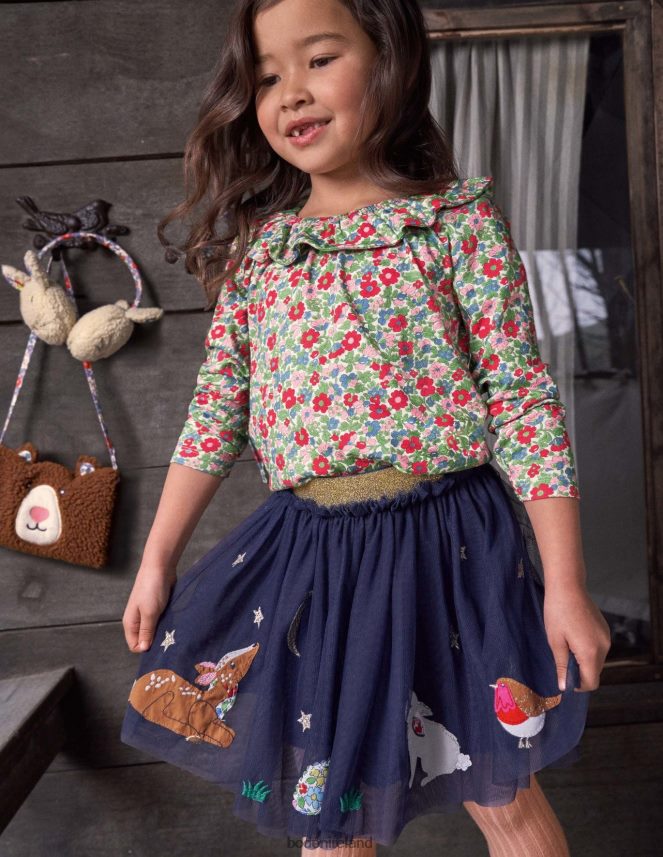 Starboard Blue Animals Clothing Applique Tulle Skirt Boden Girls L466L63156