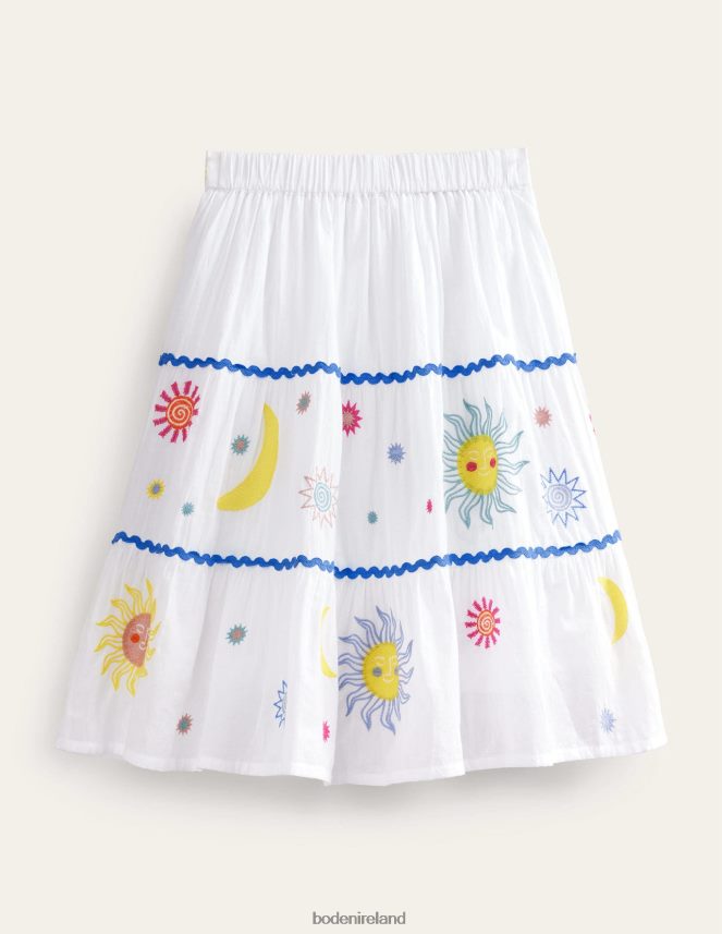 White Clothing Celestial Applique Skirt Boden Girls L466L62635