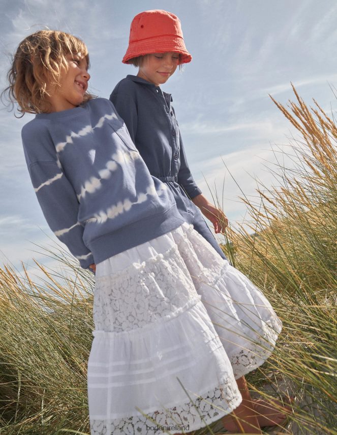 White Clothing Smocked Tiered Midi Skirt Boden Girls L466L62643