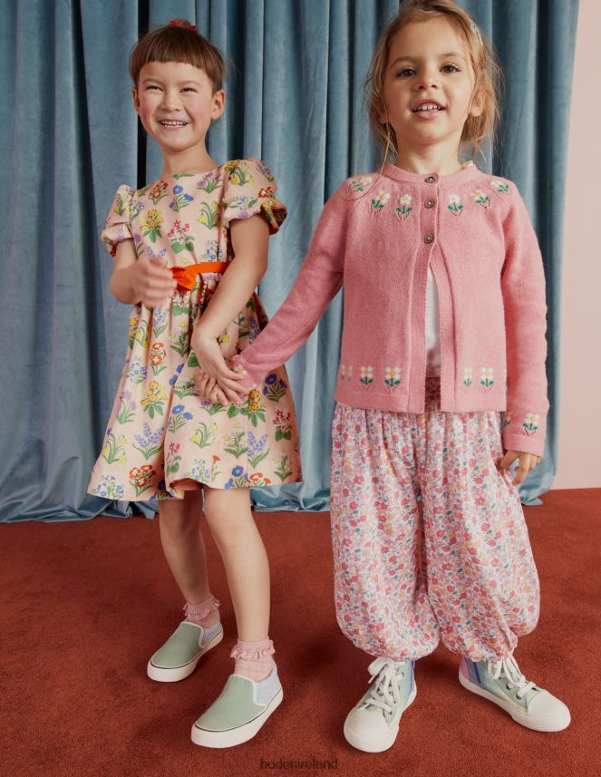 Almond Pink Marl Clothing Embroidered Flower Cardigan Boden Girls L466L63294