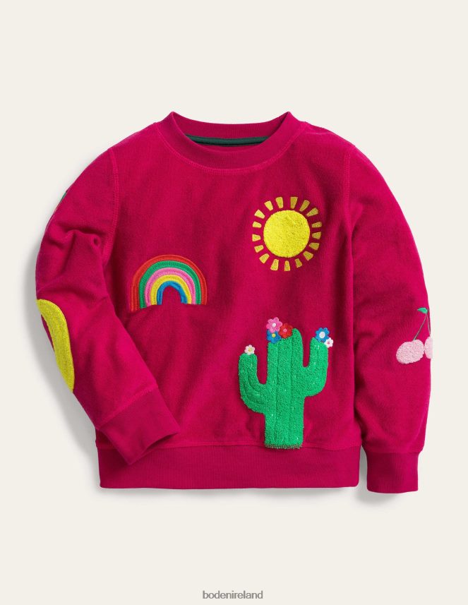 Candy Cane Pink Clothing Towelling Logo Sweat Boden Girls L466L63005