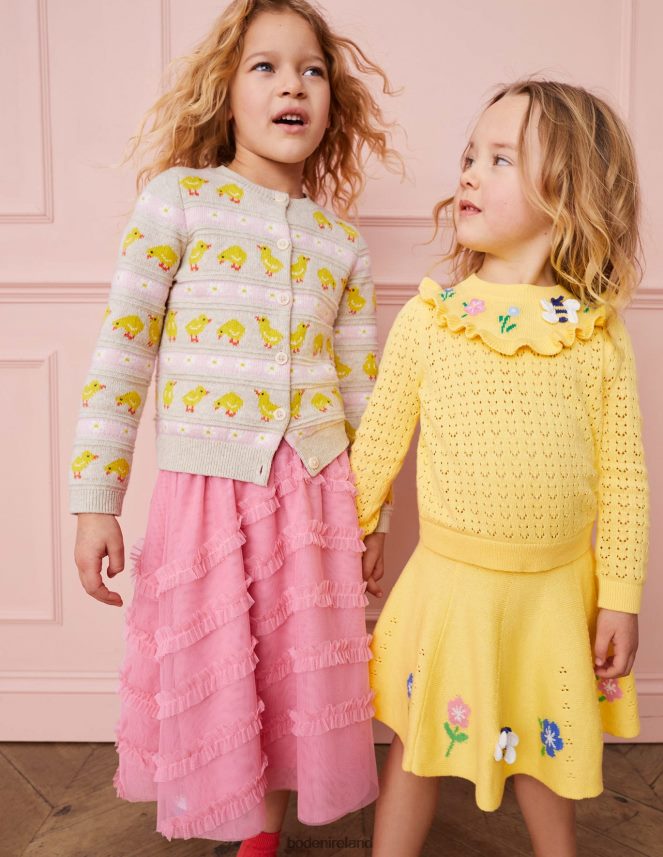 Ecru Marl Chicks Clothing Fair Isle knitted Cardigan Boden Girls L466L63045