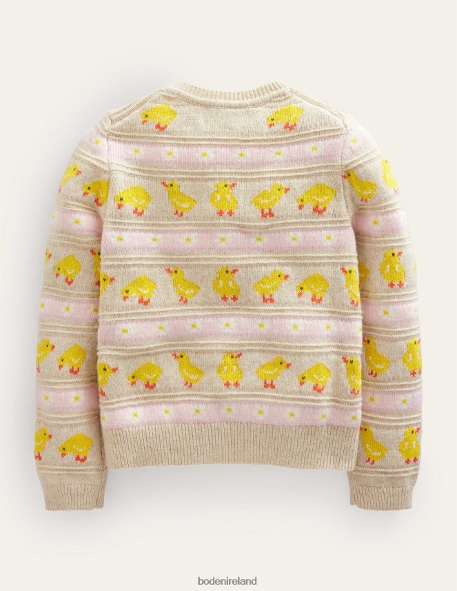 Ecru Marl Chicks Clothing Fair Isle knitted Cardigan Boden Girls L466L63045