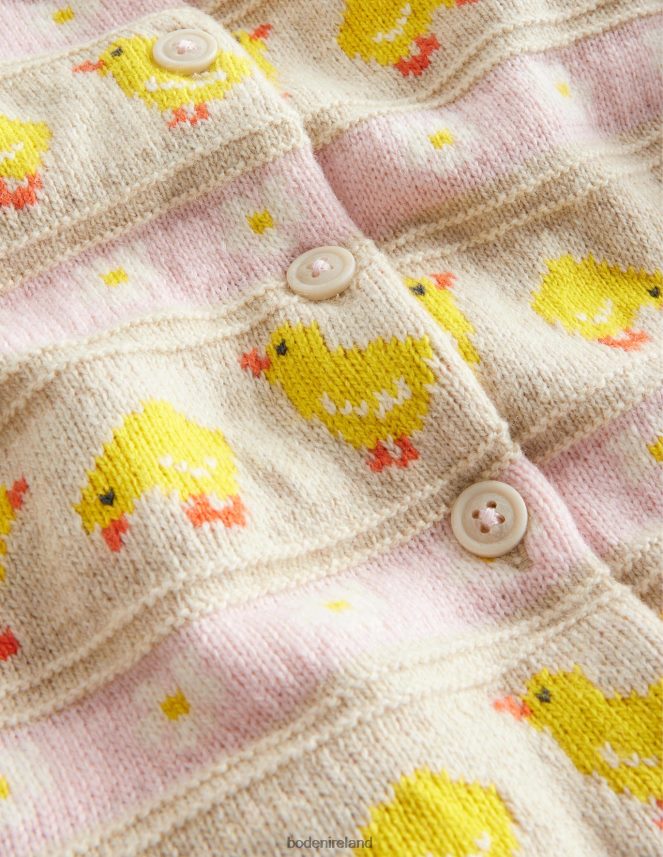 Ecru Marl Chicks Clothing Fair Isle knitted Cardigan Boden Girls L466L63045